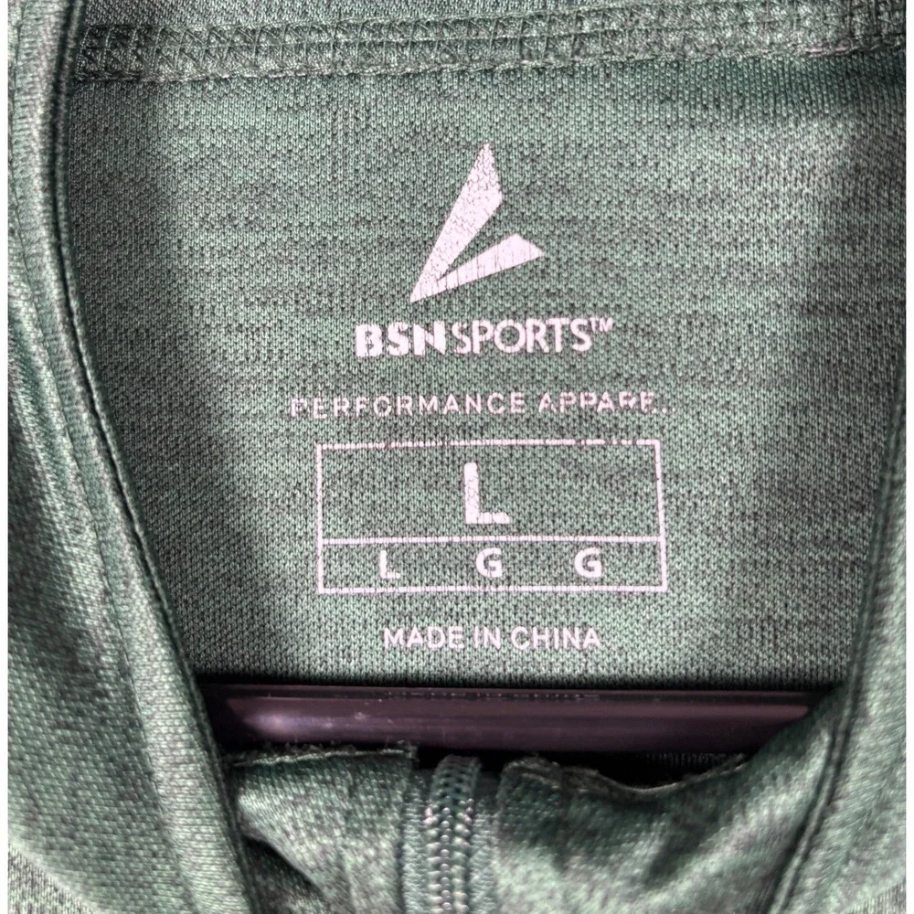 BSN Sports MSSU Lions 1/4 Zip Pullover Performance Athletic Large Green Heather